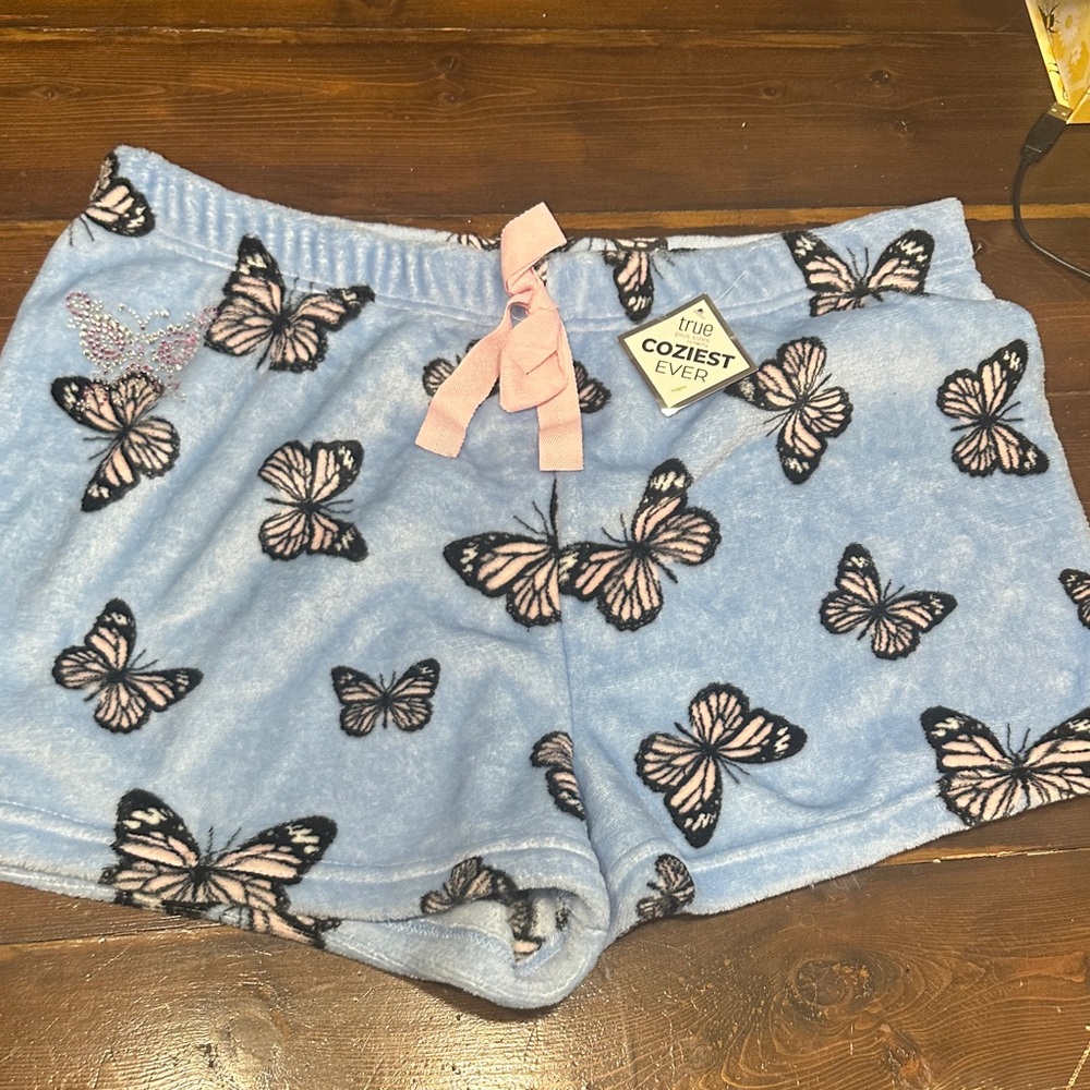 Rue21 Light Blue Butterfly Fleece Shorts